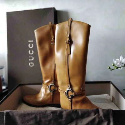 Pre-owned Gucci Camel Leather Boots