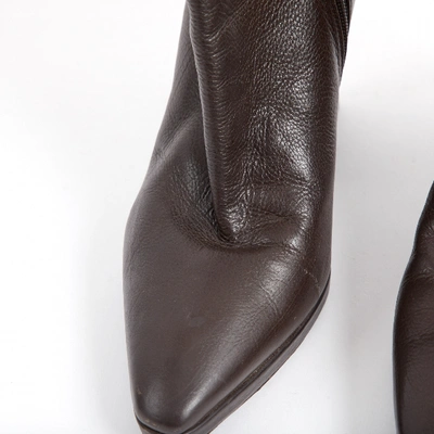 Pre-owned Prada Leather Boots In Brown