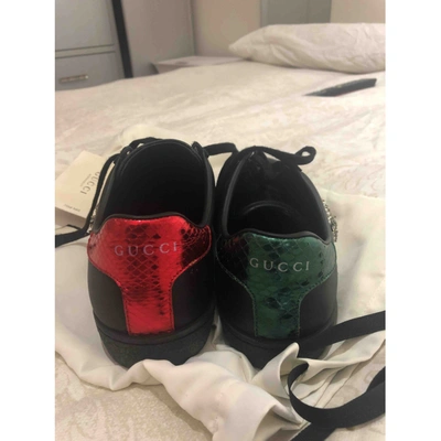 Pre-owned Gucci Ace Leather Trainers In Black