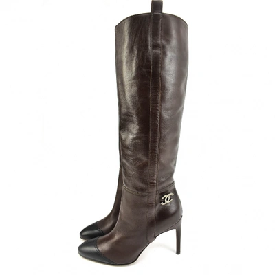 Pre-owned Chanel Brown Leather Boots