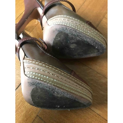 Pre-owned Prada Leather Heels In Brown