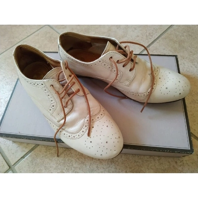 Pre-owned H By Hudson Leather Lace Ups In Ecru