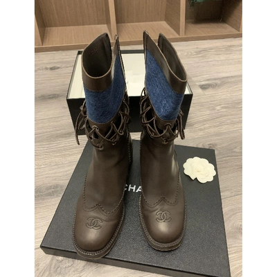 Pre-owned Chanel Brown Leather Boots