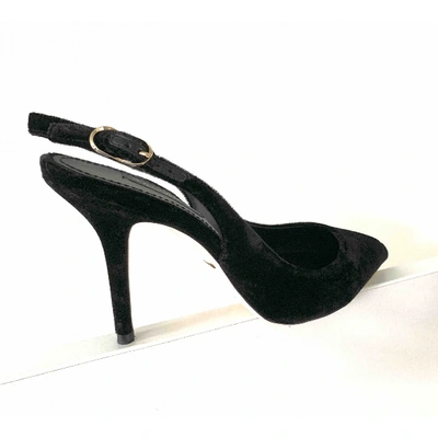 Pre-owned Dolce & Gabbana Black Velvet Heels