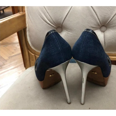 Pre-owned Sergio Rossi Cloth Heels In Blue