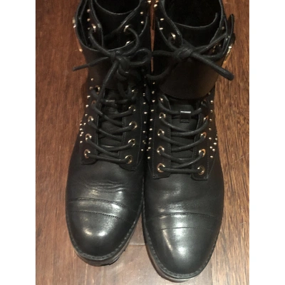 Pre-owned Michael Kors Leather Biker Boots In Black