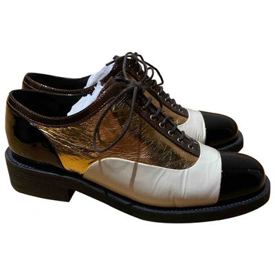 Pre-owned Chanel Gold Leather Lace Ups