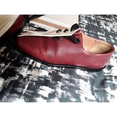 Pre-owned Marni Leather Flats In Burgundy