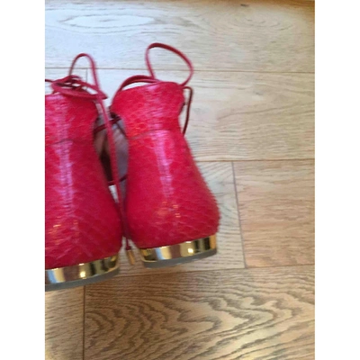 Pre-owned Aquazzura Red Python Flats