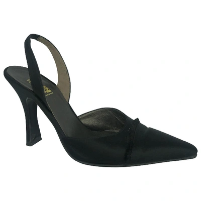 Pre-owned Versace Cloth Heels In Black