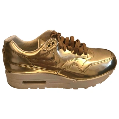 Pre-owned Nike Air Max 1 Leather Trainers In Gold