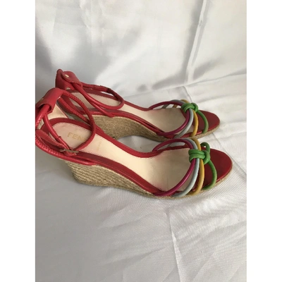 Pre-owned Fendi Leather Sandals In Red