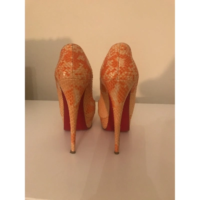 Pre-owned Christian Louboutin Bianca Orange Python Heels