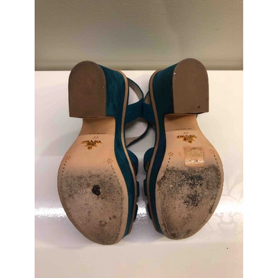 Pre-owned Prada Sandals In Turquoise