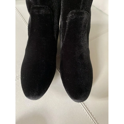 Pre-owned Prada Velvet Boots In Black