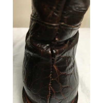 Pre-owned Celine Leather Riding Boots In Brown