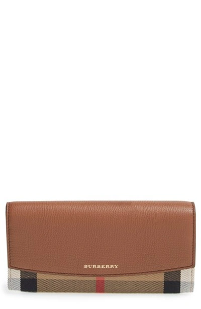 Shop Burberry 'porter' Continental Wallet In Tan