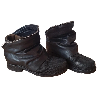 Pre-owned As98 Black Leather Ankle Boots