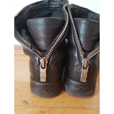 Pre-owned As98 Black Leather Ankle Boots