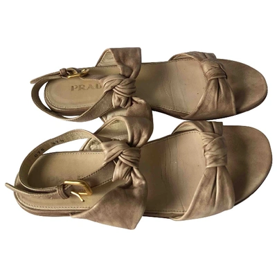 Pre-owned Prada Leather Sandals In Beige