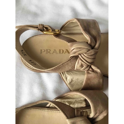 Pre-owned Prada Leather Sandals In Beige