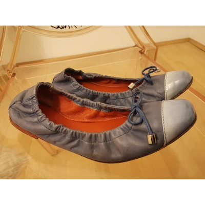 Pre-owned Santoni Leather Ballet Flats In Blue