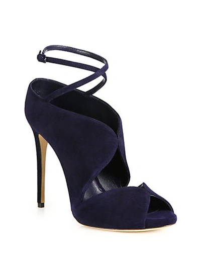 Casadei Suede Cut-out Ankle-wrap Sandals In Gotham