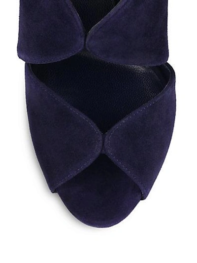 Shop Casadei Suede Cut-out Ankle-wrap Sandals In Navy