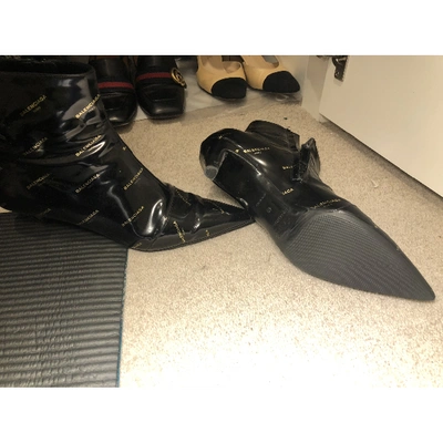 Pre-owned Balenciaga Patent Leather Boots In Black