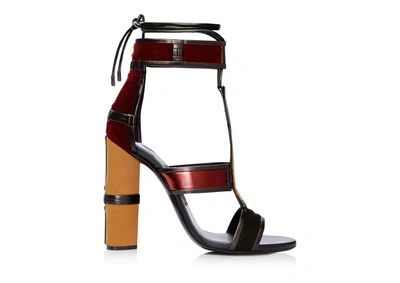 Tom Ford Paneled Leather, Velvet And Satin Sandals In Multicolor