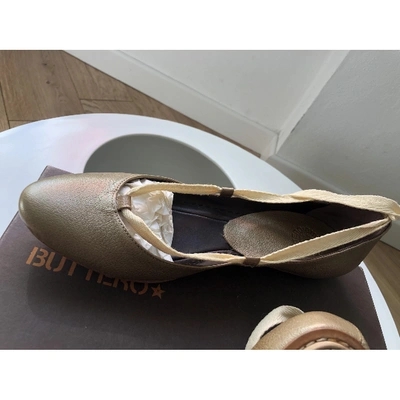 Pre-owned Buttero Leather Ballet Flats In Beige