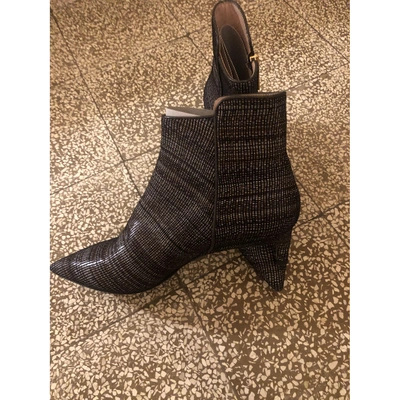 Pre-owned Max Mara Anthracite Leather Ankle Boots