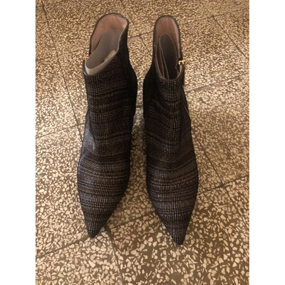 Pre-owned Max Mara Anthracite Leather Ankle Boots
