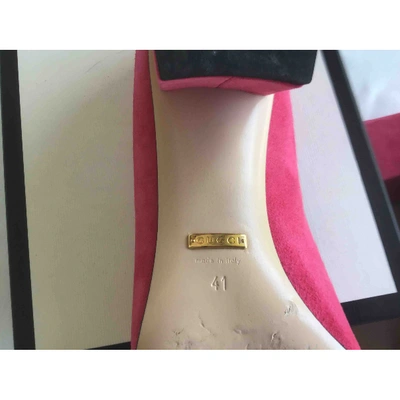 Pre-owned Gucci Marmont Pink Suede Heels