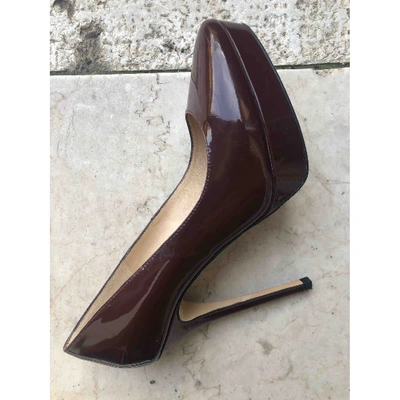 Pre-owned Allsaints Patent Leather Heels In Burgundy