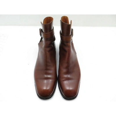Pre-owned Jm Weston Leather Ankle Boots In Brown