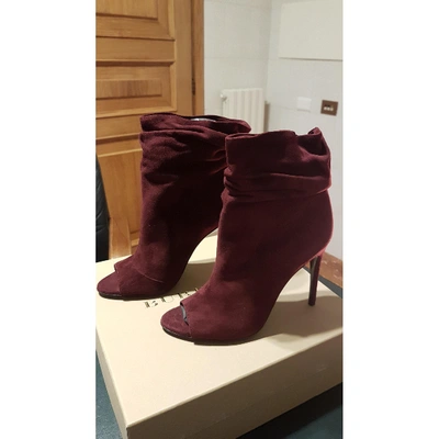 Pre-owned Burberry Burgundy Suede Ankle Boots