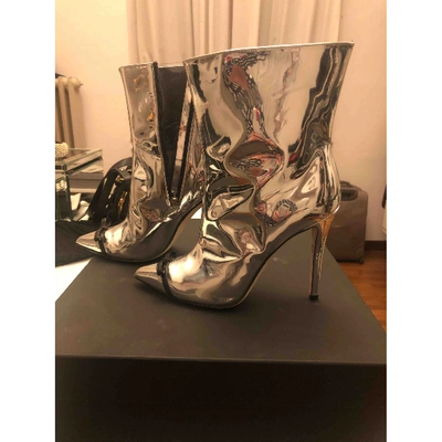 Pre-owned Marco De Vincenzo Patent Leather Ankle Boots In Silver