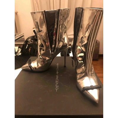 Pre-owned Marco De Vincenzo Patent Leather Ankle Boots In Silver