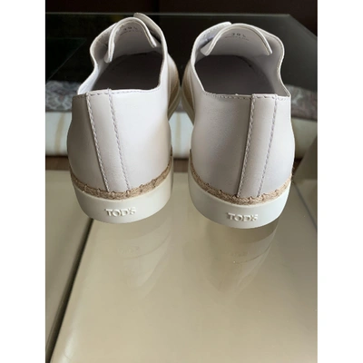 Pre-owned Tod's Leather Espadrilles In White