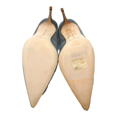 Pre-owned Manolo Blahnik Nadira Cloth Heels In Silver