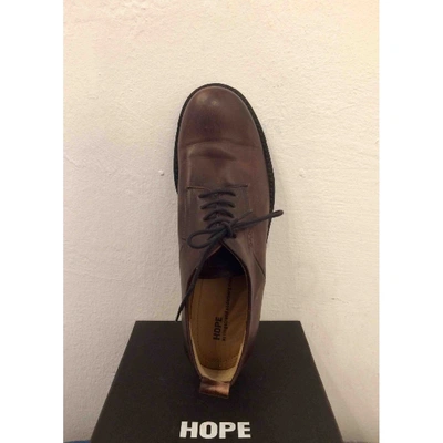 Pre-owned Hope Leather Lace Ups In Brown
