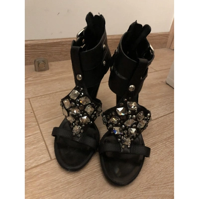 Pre-owned Balmain Leather Sandal In Black