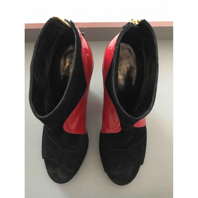 Pre-owned Trussardi Open Toe Boots In Black