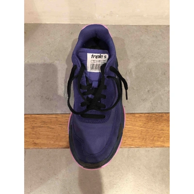 Pre-owned Balenciaga Triple S Leather Trainers In Purple