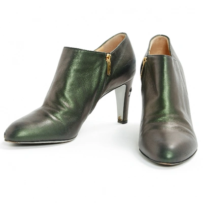 Pre-owned Sergio Rossi Leather Ankle Boots In Green