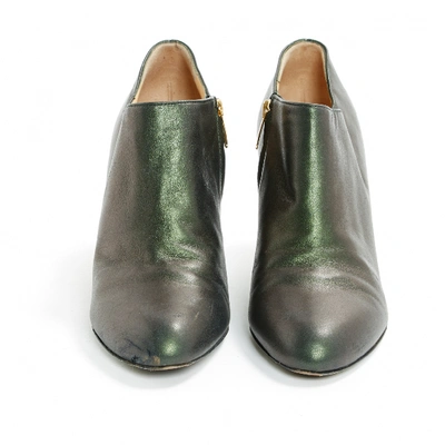 Pre-owned Sergio Rossi Leather Ankle Boots In Green