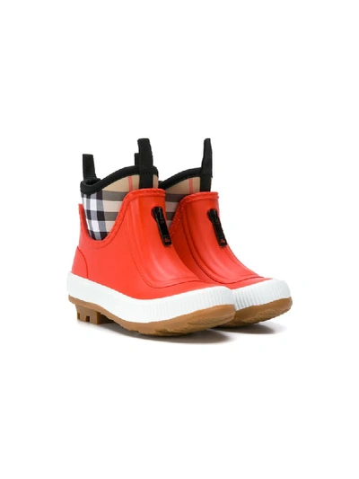 Shop Burberry Vintage Check Neoprene And Rubber Rain Boots In Yellow