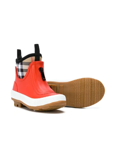Shop Burberry Vintage Check Neoprene And Rubber Rain Boots In Yellow
