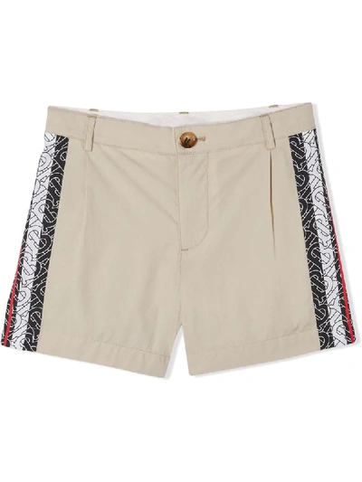 Shop Burberry Monogram Stripe Shorts In Neutrals